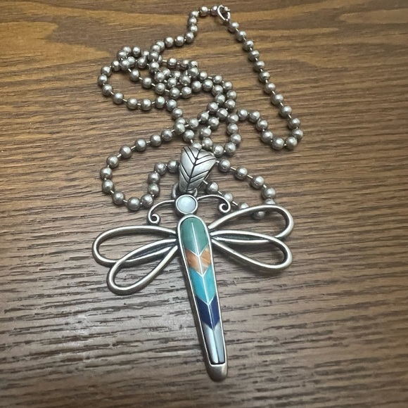 Silver Dragonfly Pendant Necklace - Picture 2 of 7